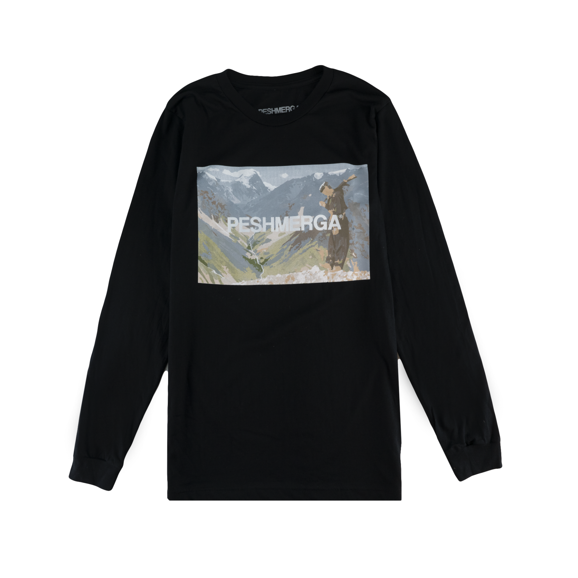 NO FRIENDS BUT THE MOUNTAINS Long Sleeve Shirt (Black)